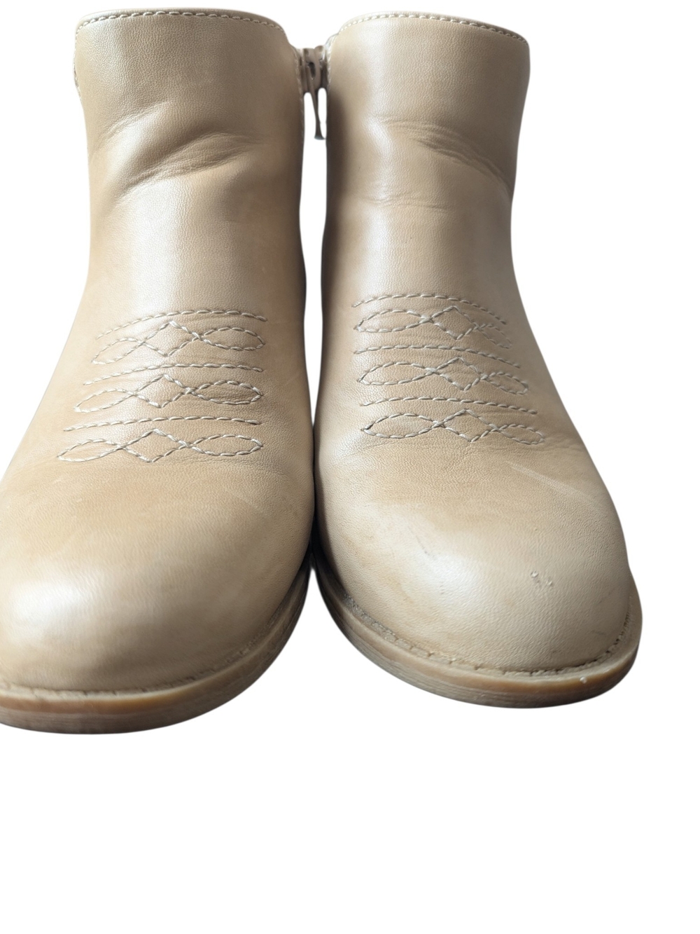 Frye Jude Western Ankle Booties Beige Taupe Side Zip Size 6M
